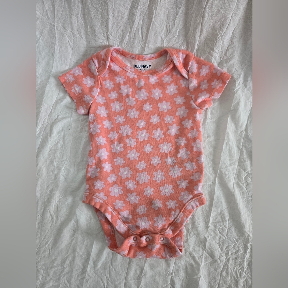 Old Navy Peach Floral Baby Bodysuit
